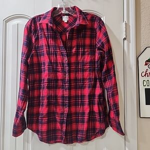 J. Crew Red and Navy Plaid Shirt